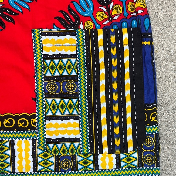 Handmade Mens Dashiki Shirt African Hippie Vintage Red Tribal Blouse Sz M - Picture 2 of 16